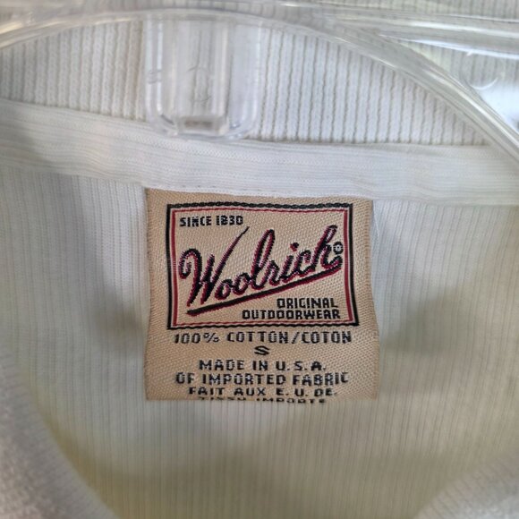 Woolrich Womens Small Ribbed White Button Down Polo USA Retro 1990s Deadstock - Picture 3 of 9